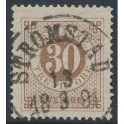SWEDEN - 1886 30öre yellowish brown Ring Type, perf. 13 with posthorn, used – Facit # 47e