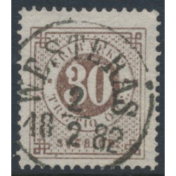 SWEDEN - 1877 30öre dull brown Ring Type, perf. 13, used – Facit # 35f