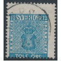 SWEDEN - 1858 12öre blue Coat of Arms, misplaced perforations, used – Facit # 9m