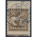 SWEDEN - 1920 30öre brown Lion, perf. 9¾ on 4-sides, misplaced perfs, used – Facit # 148C