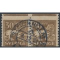 SWEDEN - 1920 30öre brown Lion, perf. 9¾ on 2-sides, mis-cut coil, used – Facit # 148A