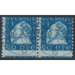 SWEDEN - 1920 20öre blue Gustav II Adolf, perf. 9¾ on 2-sides, mis-cut coil, used – Facit # 151Abz