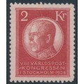 SWEDEN - 1924 2Kr red World Postal Congress, MH – Facit # 209