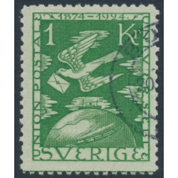 SWEDEN - 1924 1Kr green UPU Anniversary, used – Facit # 223