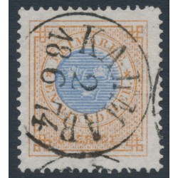 SWEDEN - 1872 1Rd brown/ultramarine Ring Type, perf. 14, used – Facit # 27c