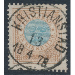 SWEDEN - 1877 1 Riksdaler blue/brown Ring Type, perf. 13, used – Facit # 37