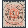 SWEDEN - 1877 20öre orangish red Ring Type, perf. 13, used – Facit # 33e