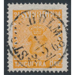 SWEDEN - 1858 24öre reddish orange Coat of Arms, used – Facit # 10h2