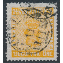 SWEDEN - 1858 24öre orange-yellow Coat of Arms, used – Facit # 10c