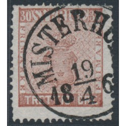 SWEDEN - 1858 30öre brown Coat of Arms, used – Facit # 11e