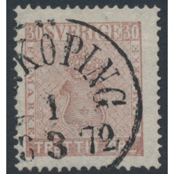 SWEDEN - 1858 30öre pale brown Coat of Arms, used – Facit # 11f
