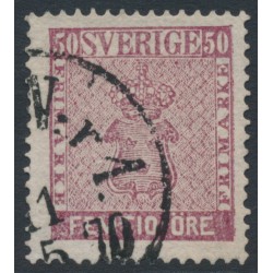 SWEDEN - 1858 50öre violet-rose Coat of Arms, used – Facit # 12g
