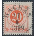 SWEDEN - 1886 20öre deep orange-red Ring Type, perf. 13 with posthorn, used – Facit # 46c