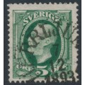SWEDEN - 1891 5öre deep green Oscar II, pale head, used – Facit # 52b2