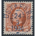 SWEDEN - 1896 15öre red-brown Oscar II, blue cancel – Facit # 55a