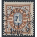 SWEDEN - 1892 1öre orange-brown/ultramarine-blue Numeral, used – Facit # 61b