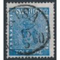 SWEDEN - 1858 12öre ultramarine-blue Coat of Arms, used – Facit # 9e1