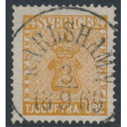 SWEDEN - 1858 24öre orange Coat of Arms, used – Facit # 10d2