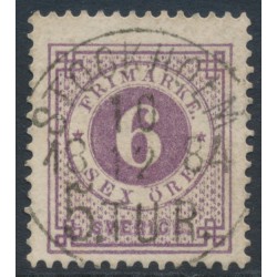 SWEDEN - 1877 6öre bluish lilac Ring Type, perf. 13, used – Facit # 31j