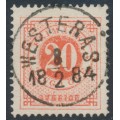 SWEDEN - 1877 20öre orange-red Ring Type, perf. 13, used – Facit # 33e