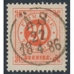SWEDEN - 1877 20öre orange-red Ring Type, perf. 13, used – Facit # 33f