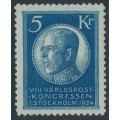 SWEDEN - 1924 5Kr blue World Postal Congress, MH – Facit # 210