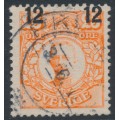 SWEDEN - 1918 12öre on 25öre orange Gustav V, misplaced overprint, used – Facit # 100v3