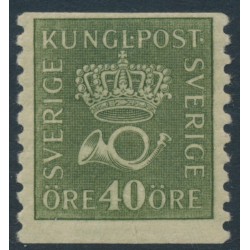 SWEDEN - 1920 40öre olive-green Crown & Posthorn, type I, MH – Facit # 158