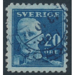 SWEDEN - 1920 20öre blue Gustav V, perf. 4-sides, KPV watermark, used – Facit # 151Cbz