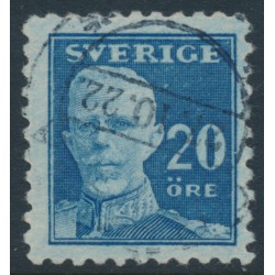 SWEDEN - 1920 20öre blue Gustav V, perf. 4-sides, KPV watermark, used – Facit # 151Cbz