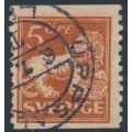 SWEDEN - 1921 5öre brown Lion, type I, perf. 2-sides, KPV watermark, used – Facit # 141Abz