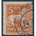 SWEDEN - 1922 5öre brown Lion, type II, perf. 13, lines + KPV watermark, used – Facit # 142Ecxz