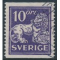 SWEDEN - 1926 10öre violet Lion, perf. 13, lines watermark, used – Facit # 144Ecx