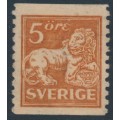 SWEDEN - 1921 5öre brown Lion, type I, perf. 2-sides, KPV watermark, MH – Facit # 141Abz