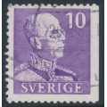SWEDEN - 1939 10öre violet Gustav V, small numerals, perf. 3-sides (imperf. at right), used – Facit # 269B