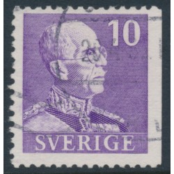 SWEDEN - 1939 10öre violet Gustav V, small numerals, perf. 3-sides (imperf. at right), used – Facit # 269B