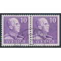 SWEDEN - 1939 10öre violet Gustav V, small numerals, 4+3 pair, used – Facit # 269CB