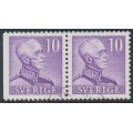 SWEDEN - 1939 10öre violet Gustav V, large numerals, 3+4 pair, used – Facit # 273BC2