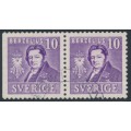 SWEDEN - 1939 10öre violet Berzelius, perf. 3-sides + 4-sides pair, used – Facit # 320BC