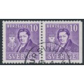 SWEDEN - 1939 10öre violet Berzelius, perf. 4-sides + 3-sides pair, used – Facit # 320CB