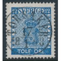 SWEDEN - 1858 12öre blue Coat of Arms, 'ängeln' variety, used – Facit # 9c3v16