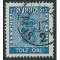SWEDEN - 1858 12öre greenish dark blue Coat of Arms, used – Facit # 9a1