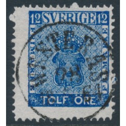 SWEDEN - 1858 12öre ultramarinish blue Coat of Arms, used – Facit # 9e2
