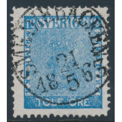 SWEDEN - 1858 12öre blue (dense background) Coat of Arms, used – Facit # 9l