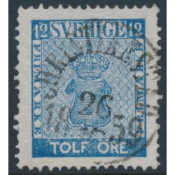 SWEDEN - 1858 12öre light blue Coat of Arms, used – Facit # 9d1