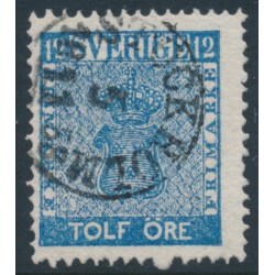 SWEDEN - 1858 12öre blue Coat of Arms, used – Facit # 9c1