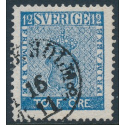 SWEDEN - 1858 12öre blue Coat of Arms, used – Facit # 9c1