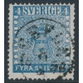 SWEDEN - 1855 4Sk blue (thin paper) Coat of Arms, used – Facit # 2a