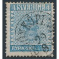 SWEDEN - 1855 4Sk pale blue (medium paper) Coat of Arms, used – Facit # 2h1