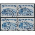 SWEDEN - 1941 5Kr blue Royal Palace pairs, used – Facit # 332BC+332CB
